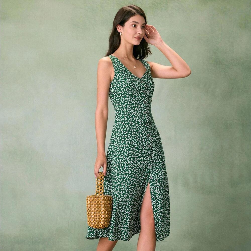 RIHOAS Green Floral Midi Dress
